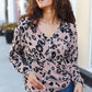 Be Bold Beige Rib Animal Print Button Placard Dolman Pullover