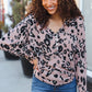 Be Bold Beige Rib Animal Print Button Placard Dolman Pullover