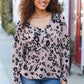Be Bold Beige Rib Animal Print Button Placard Dolman Pullover