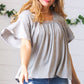 Grey Tie Back Crochet Square Neck Top