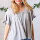 Grey Tie Back Crochet Square Neck Top