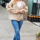 Weekend Ready Oatmeal V Neck Fringe Chunky Cable Cardigan