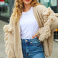 Weekend Ready Oatmeal V Neck Fringe Chunky Cable Cardigan