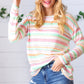 Green Apple & Tangerine Textured Vintage Stripe Top