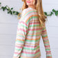 Green Apple & Tangerine Textured Vintage Stripe Top
