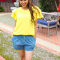 Lovely In Yellow Tiered Double Ruffle Sleeve Woven Top