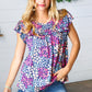 Navy Floral Print Frilled Short Sleeve Yoke Top