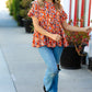 Rust & Chocolate Floral Frill Ruffle Hem Tiered Swing Top