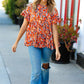 Rust & Chocolate Floral Frill Ruffle Hem Tiered Swing Top