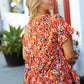 Rust & Chocolate Floral Frill Ruffle Hem Tiered Swing Top