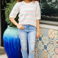 Spread Joy Ivory & Multicolor Jacquard Bubble Sleeve Sweater