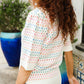 Spread Joy Ivory & Multicolor Jacquard Bubble Sleeve Sweater