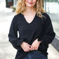 Hello Beautiful Black Smocked Bubble Sleeve Woven Top