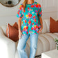 Take Me Away Teal Floral Drop Shoulder Babydoll Top