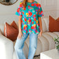 Take Me Away Teal Floral Drop Shoulder Babydoll Top