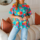 Take Me Away Teal Floral Drop Shoulder Babydoll Top