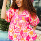 Find Love Pink/Yellow Floral Frill Balloon Short Sleeve Top