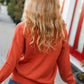 Game Day Burnt Orange "Texas" Embroidery Pop Up Sweater