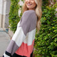 Slate V Neck Color Block Slouchy Knit Sweater