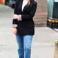 Feeling Bold Black Leopard Tailored Collar Lapel Blazer