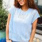 The Perfect Find Sky Blue Dolman Short Sleeve Crochet Sweater Top