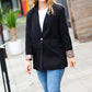 Feeling Bold Black Leopard Tailored Collar Lapel Blazer