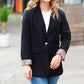 Feeling Bold Black Leopard Tailored Collar Lapel Blazer