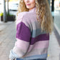 Fall For You Mauve Multicolor Stripe Cable Knit Mock Neck Sweater