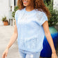 The Perfect Find Sky Blue Dolman Short Sleeve Crochet Sweater Top