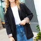 Feeling Bold Black Leopard Tailored Collar Lapel Blazer