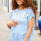 The Perfect Find Sky Blue Dolman Short Sleeve Crochet Sweater Top