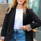 Feeling Bold Black Leopard Tailored Collar Lapel Blazer