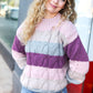 Fall For You Mauve Multicolor Stripe Cable Knit Mock Neck Sweater