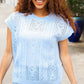The Perfect Find Sky Blue Dolman Short Sleeve Crochet Sweater Top