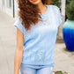 The Perfect Find Sky Blue Dolman Short Sleeve Crochet Sweater Top
