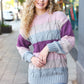 Fall For You Mauve Multicolor Stripe Cable Knit Mock Neck Sweater