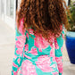 Find Love Aqua/Pink Fitted Floral Print Buttery Soft Knit Top