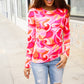 Find Love Red/Pink Fitted Floral Print Buttery Soft Knit Top