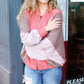 Boldy You Camel Dolman Sleeve Colorblock Knit Bomber Jacket