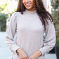 Stay Awhile Taupe Brushed Melange Puff Short Sleeve Sweater