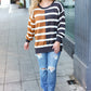 Camel & Charcoal Striped Color Block Sweater
