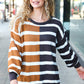 Camel & Charcoal Striped Color Block Sweater