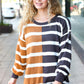 Camel & Charcoal Striped Color Block Sweater