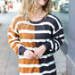Camel & Charcoal Striped Color Block Sweater