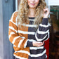 Camel & Charcoal Striped Color Block Sweater