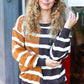 Camel & Charcoal Striped Color Block Sweater