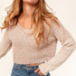 Latte Chenille Velvet Cropped Knit Top Sweater