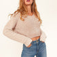 Latte Chenille Velvet Cropped Knit Top Sweater