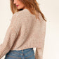 Latte Chenille Velvet Cropped Knit Top Sweater