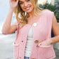 Classy Chic Gold Button Down Chunky Sweater Vest